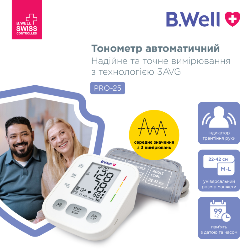 Автоматичний тонометр B.Well PRO-25 (PRO-25-2863)