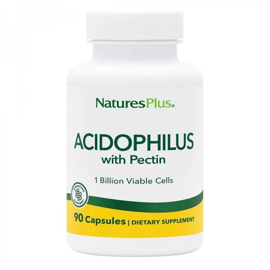 Ацидофільні бактерії з пектином, Acidophilus with Pectin, Natures Plus, 90 капсул