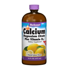 Рідкий Кальцій Цитрат Магнію + Вітамін D3, Смак Лимону, Bluebonnet Nutrition, 16 рiдких унцiй (472 мл)