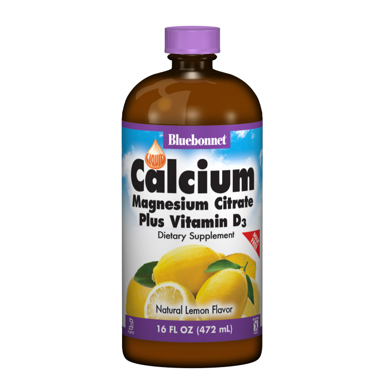 Рідкий Кальцій Цитрат Магнію + Вітамін D3, Смак Лимону, Bluebonnet Nutrition, 16 рiдких унцiй (472 мл)