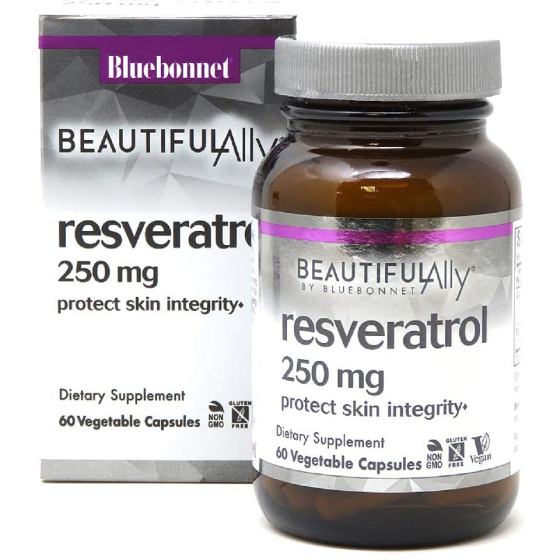 Ресвератрол 250 мг, Beautiful Ally, Bluebonnet Nutrition, Resveratrol 250 Мг, 60 растительных капсул
