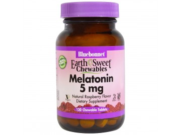 Мелатонін 5 мг, Смак Малини, Earth Sweet Chewables, Bluebonnet Nutrition, 120 жув. табл.