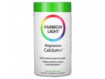 Магній Кальцій +, Magnesium Calcium +, Food-Based Formula, Rainbow Light, 180 таблеток