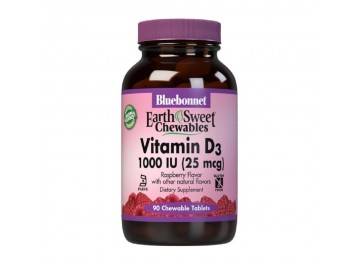 Вiтамiн D3 1000IU, Смак Малини, Earth Sweet Chewables, Bluebonnet Nutrition, 90 жувальних таблеток