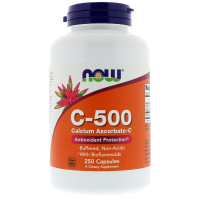 Витамин C-500, Капсулы кальция аскорбата, Now Foods, 250 капсул