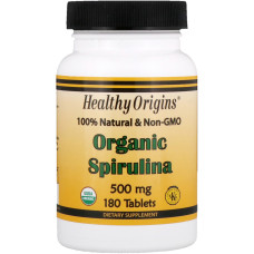 Органическая Спирулина, Organic Spirulina, Healthy Origins, 500 мг, 180 таблеток
