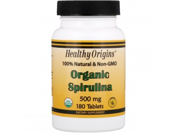 Органічна Спіруліна, Organic Spirulina, Healthy Origins, 500 мг, 180 таблеток