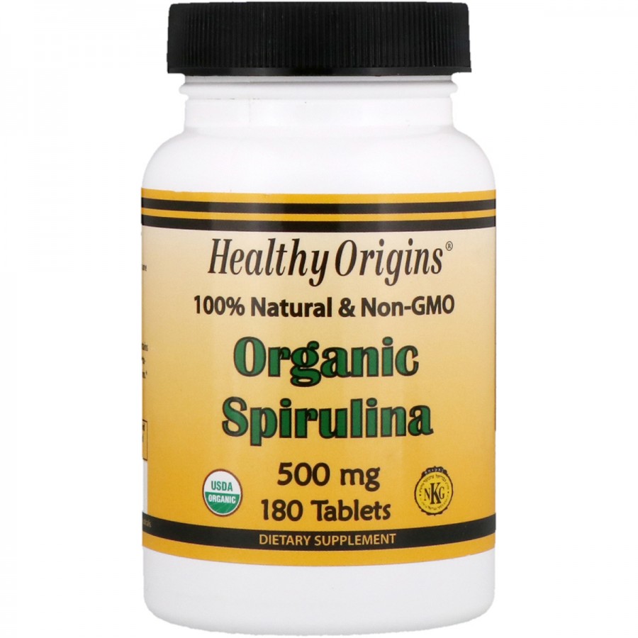 Органічна Спіруліна, Organic Spirulina, Healthy Origins, 500 мг, 180 таблеток