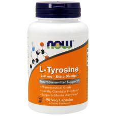 L-Тирозин, L-Tyrosine, Now Foods, 750 мг, 90 вегетаріанских капсул