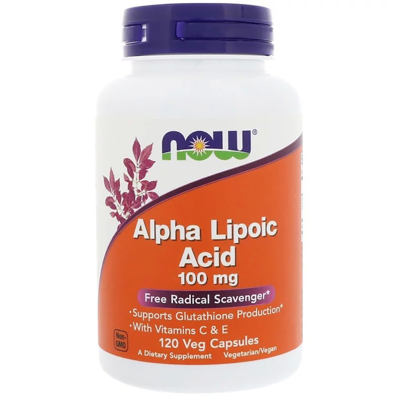 Альфа-липоевая кислота, Alpha Lipoic Acid, Now Foods, 100 мг, 120 капсул