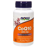 Коэнзим Q10 200 мг, CoQ10, Now Foods, 60 вегетарианских капсул
