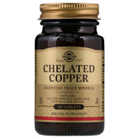 Хелатна Мідь, Chelated Copper, Solgar, 100 таблеток
