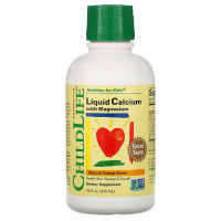 УЦІНКА Жидкий Кальций и Магний для Детей со Вкусом Апельсина, Calcium with Magnesium, ChildLife, 473 мл (без зовнішньої плівки)
