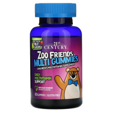 Мультивітаміни для дітей, смак фруктів, Zoo Friends Multi, 21st Century, 60 жувальних цукерок
