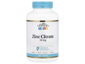 Цитрат Цинку, 50 мг, Zinc Citrate, 21st Century, 360 таблеток