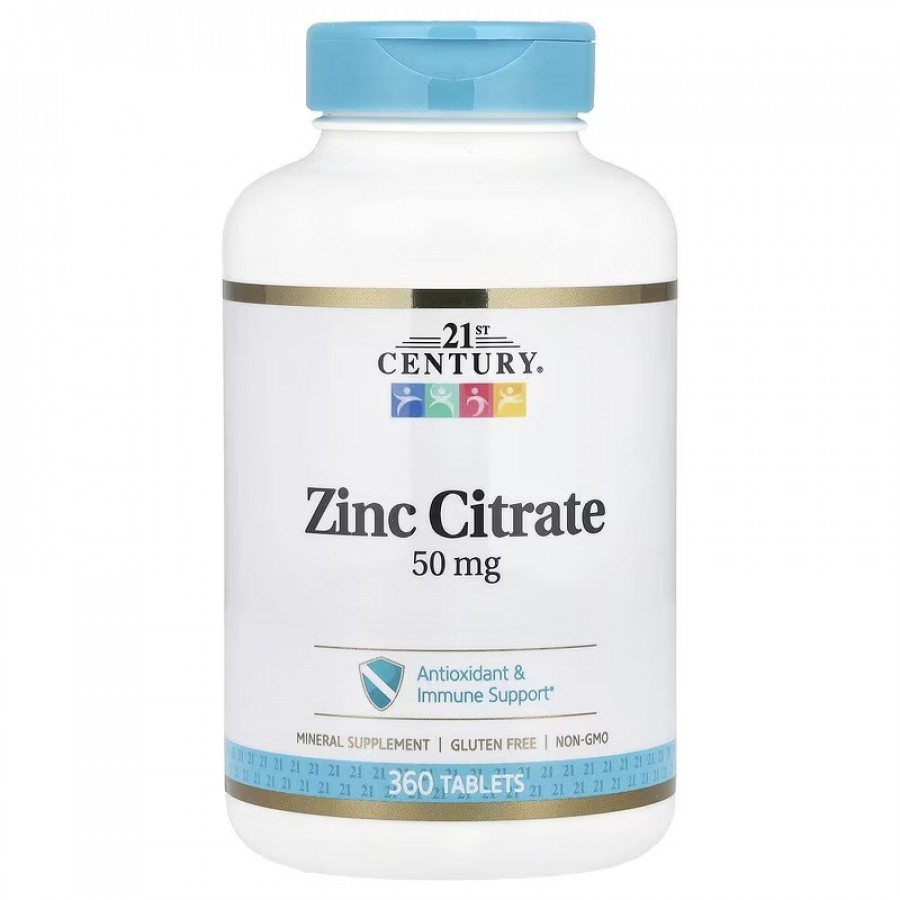 Цитрат Цинка, 50 мг, Zinc Citrate, 21st Century, 360 таблеток