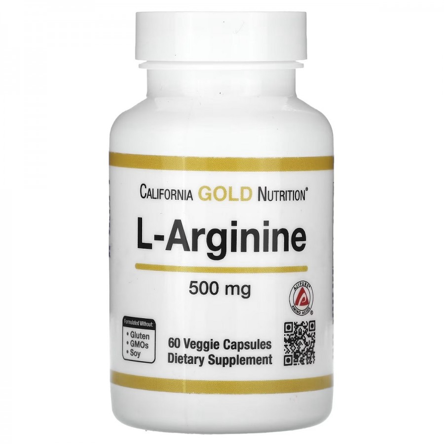 L-Аргінін, 500 мг, L-Arginine, California Gold Nutrition, 60 вегетаріанських капсул