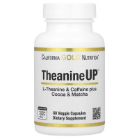 L-Теанин и кофеин, сфокусированная энергия, L-Theanine & Caffeine plus Cocoa & Matcha, California Gold Nutrition, 60 вегетарианских капсул