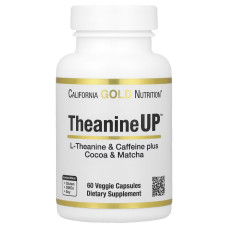 L-Теанин и кофеин, сфокусированная энергия, L-Theanine & Caffeine plus Cocoa & Matcha, California Gold Nutrition, 60 вегетарианских капсул