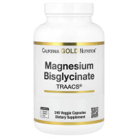 Магний Бисглицинат, 200 мг, Magnesium Bisglycinate Formulated with TRAACS, California Gold Nutrition, 240 вегетарианских капсул