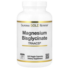 Магній Бісгліцинат, 200 мг, Magnesium Bisglycinate Formulated with TRAACS, California Gold Nutrition, 240 вегетаріанських капсул