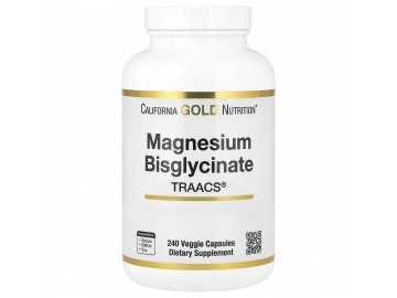 Магній Бісгліцинат, 200 мг, Magnesium Bisglycinate Formulated with TRAACS, California Gold Nutrition, 240 вегетаріанських капсул