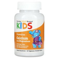 Кальцій та Магній для дітей, смак торта, Chewable Calcium with Magnesium For Children, California Gold Nutrition, 90 жувальних таблеток