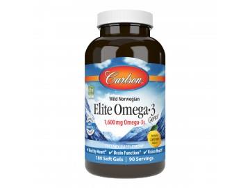 Омега-3, Смак Лимона, Elite Omega-3 Gems, Carlson, 180 желатинових капсул