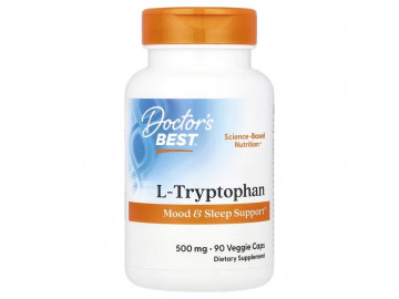 L-триптофан, 500 мг, L-Tryptophan, Doctor's Best, 90 вегетаріанських капсул