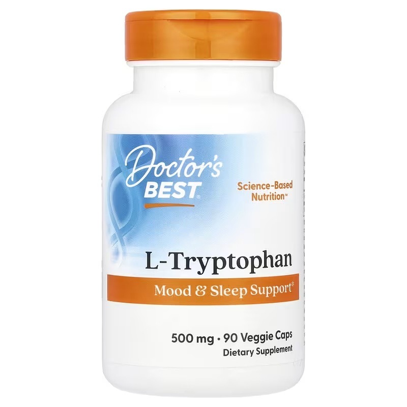 L-триптофан, 500 мг, L-Tryptophan, Doctor's Best, 90 вегетаріанських капсул