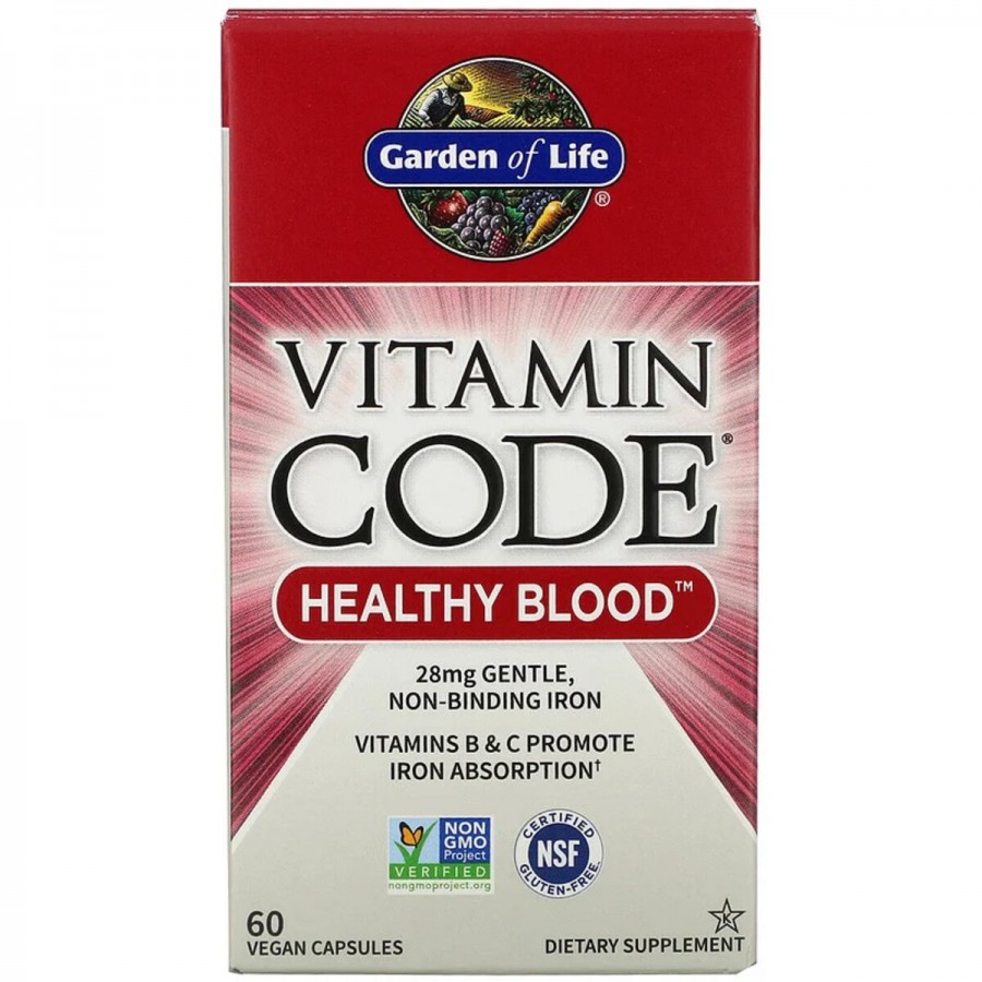 Комплекс для здоров'я Крові, Healthy Blood, Vitamin Code, Garden of Life, 60 веганських капсул