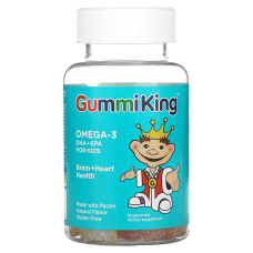 Омега-3 DHA + EPA для детей, вкус клубники, апельсина и лимона, Omega-3 DHA + EPA for Kids, GummiKing, 60 жевательных конфет