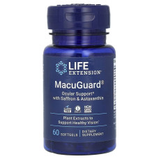 Підтримка зору з шафраном та астаксантином, MacuGuard, Ocular Support with Saffron & Astaxanthin, Life Extension, 60 гелевих капсул