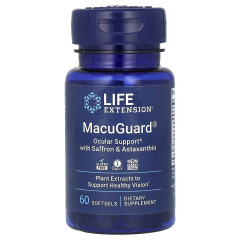 Підтримка зору з шафраном та астаксантином, MacuGuard, Ocular Support with Saffron & Astaxanthin, Life Extension, 60 гелевих капсул