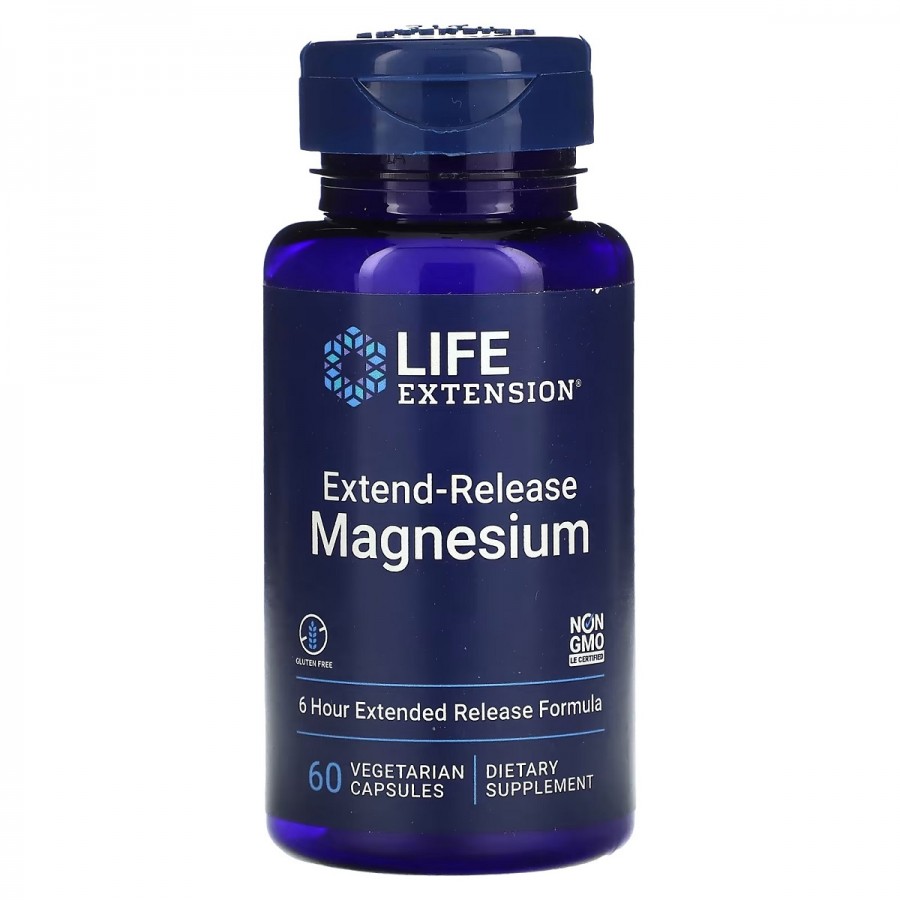 Магній пролонгованої дії, Extend-Release Magnesium, Life Extension, 60 вегетаріанських капсул