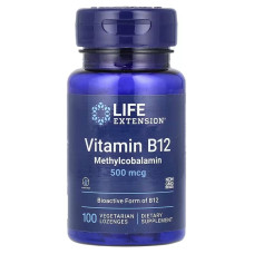 Витамин B12, Метилкобаламин, Life Extension, 100 жевательных таблеток