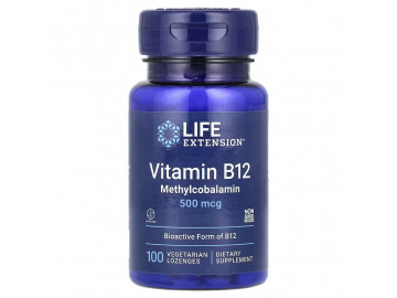 Вітамін B12, Метилкобаламін, 500 мкг, смак полуниці, Vitamin B12, Methylcobalamin, Life Extension, 100 жувальних таблеток