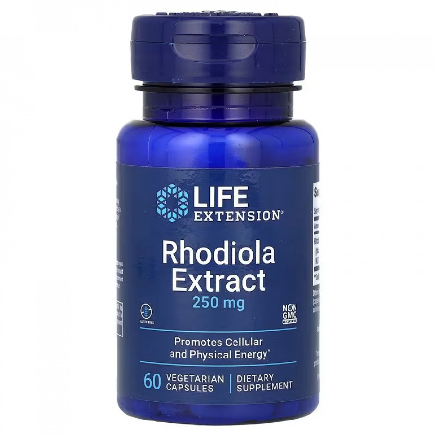 Родіола, 250 мг, Rhodiola Extract, Life Extension, 60 вегетаріанських капсул