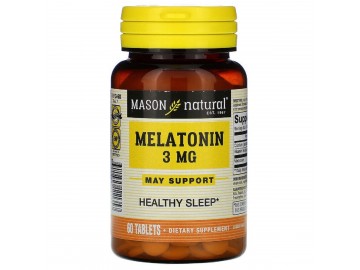 Мелатонін 3 мг, Melatonin, Mason Natural, 60 таблеток