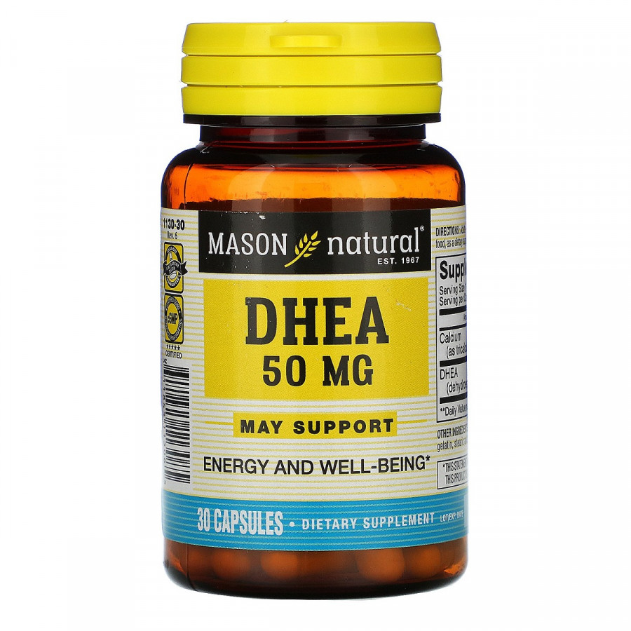 УЦІНКА Дегідроепіандростерон 50 мг, DHEA, Mason Natural, 30 капсул (тріщина на кришці)
