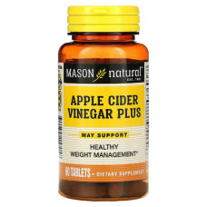 Яблочный уксус +, Apple Cider Vinegar Plus, Mason Natural, 60 таблеток