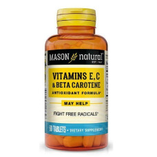 Антиоксидант Витамины A, E, C, Vitamin E, C & Beta Carotene, Mason Natural, 60 таблеток