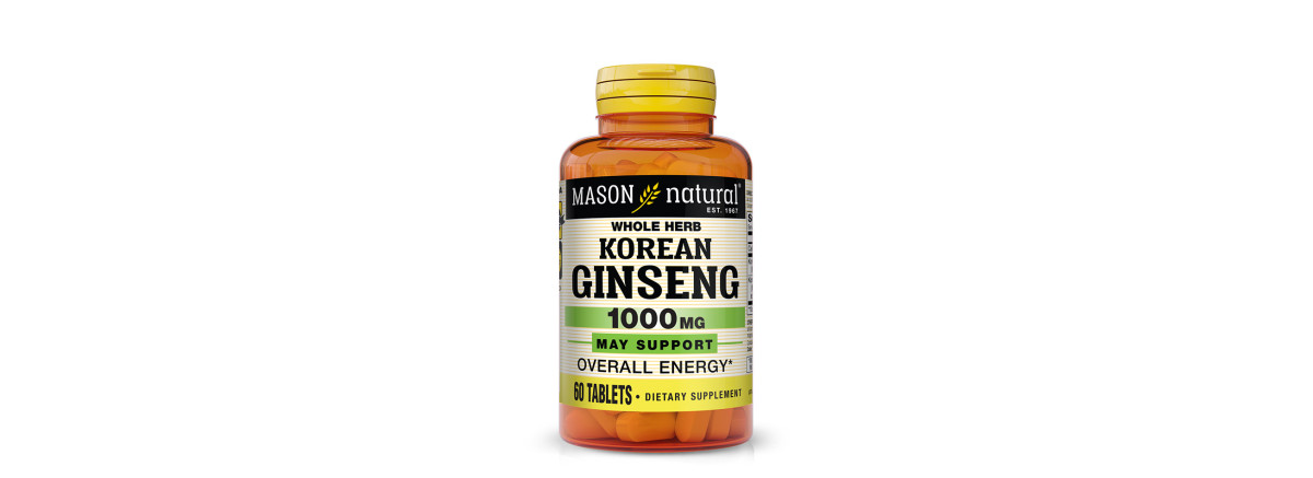 Женьшень Корейський, 1000 мг, Korean Ginseng, Mason Natural, 60 таблеток