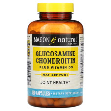 Глюкозамін, хондроїтин та вітамін D3, Glucosamine Chondroitin Plus Vitamin D3, Mason Natural, 160 капсул