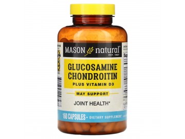 Глюкозамін, хондроїтин та вітамін D3, Glucosamine Chondroitin Plus Vitamin D3, Mason Natural, 160 капсул