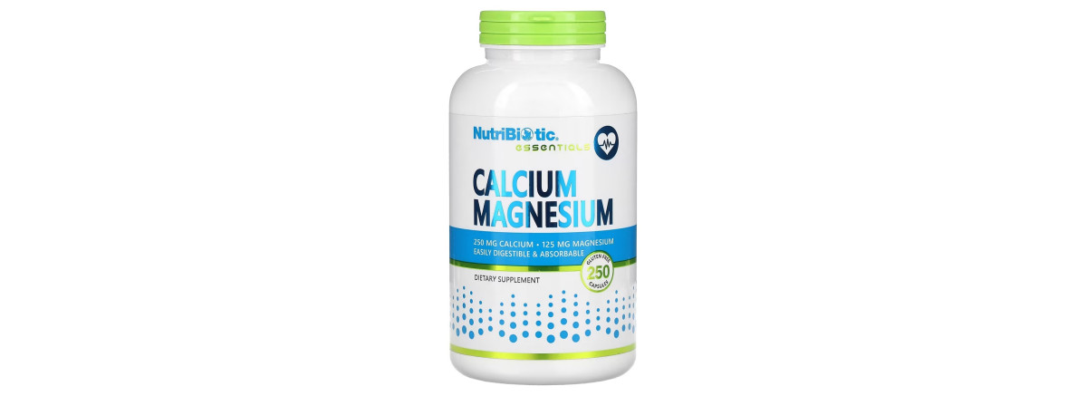 Кальций и Магний, Calcium Magnesium, NutriBiotic, 250 капсул