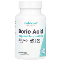 Борна кислота для жінок, 600 мг, Women, Boric Acid, Vaginal Suppository, Nutricost, 60 вагінальних капсул