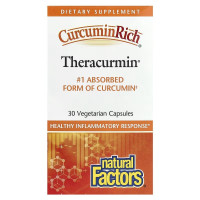 Экстракт куркумы, теракурмин, 30 мг, CurcuminRich, Theracurmin, Natural Factors, 30 вегетарианских капсул