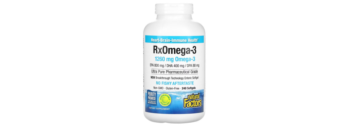 Омега-3, 1260 мг, RxOmega-3, Natural Factors, 240 гелевых капсул