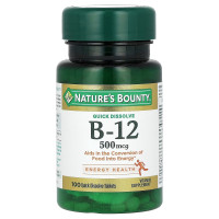 Витамин B12, 500 мкг, Vitamin B12, Nature's Bounty, 100 таблеток